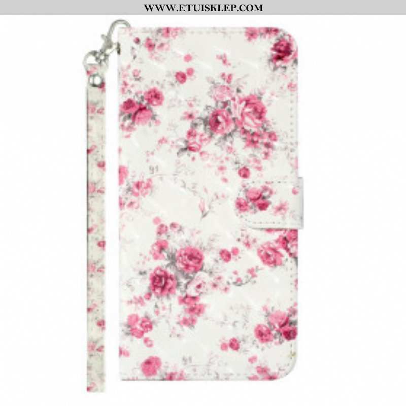 Etui Folio do Samsung Galaxy S21 Ultra 5G z Łańcuch Pasek Light Spot Flowers